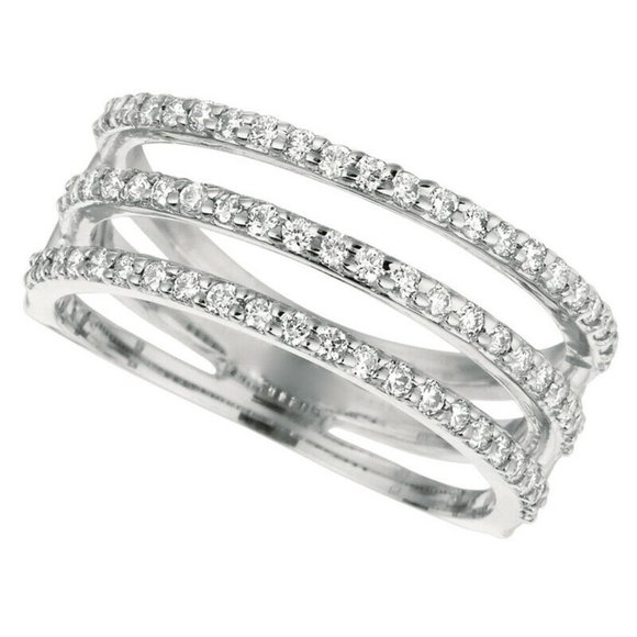 0.60 Carat Natural Diamond 3 Row Ring